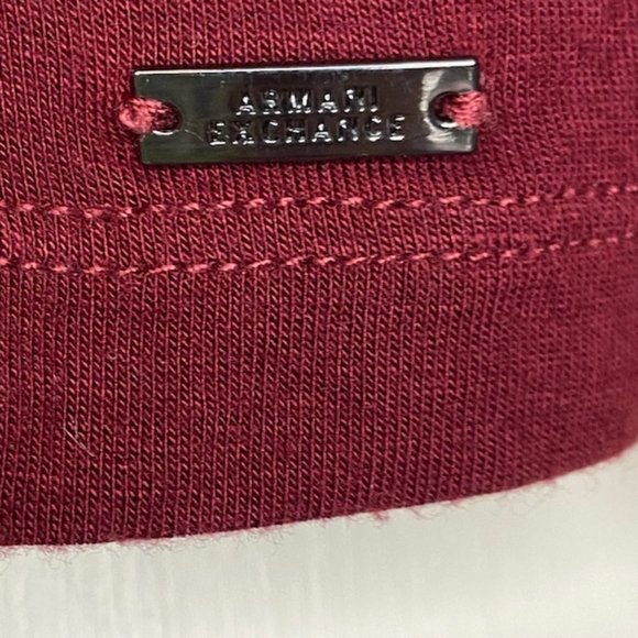 Armani Exchange Cut Out Long-Sleeve Top in Burgundy - Picture 3 of 5